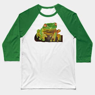 Cute Red Eyed Tropical Tree Frog Cut Out Baseball T-Shirt